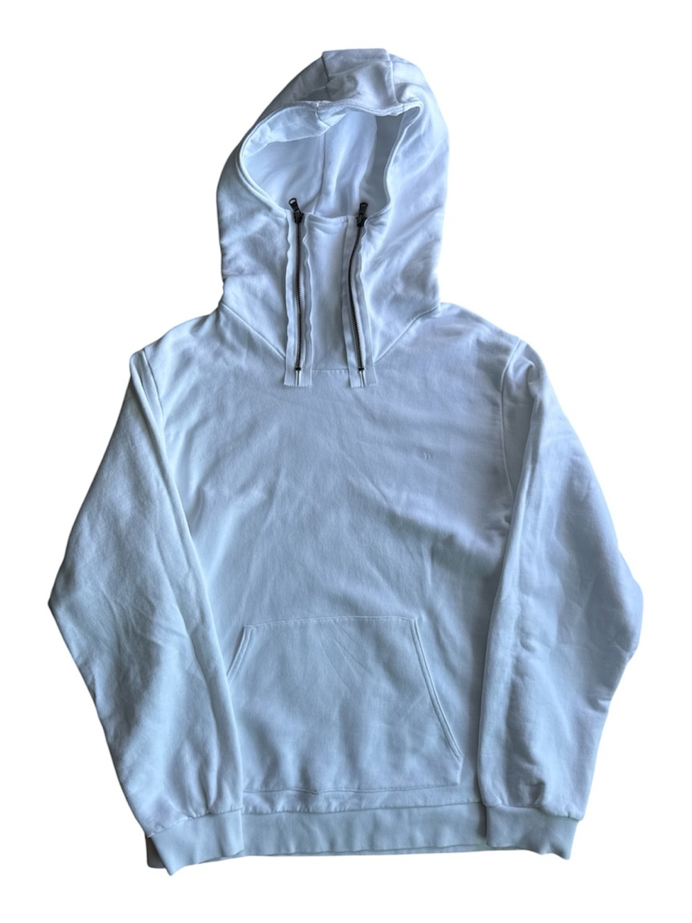 Rare RAF by Raf Simons Double Zip Ninja Hoodie White Cotton XL Made in Portugal